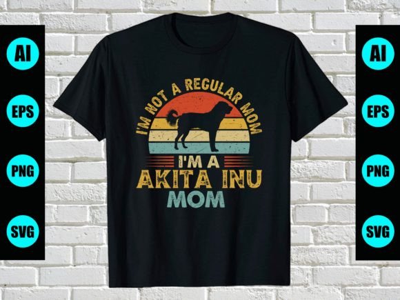 Akita Inu Dog Mom Vintage T-Shirt Design Graphics and Print Templates