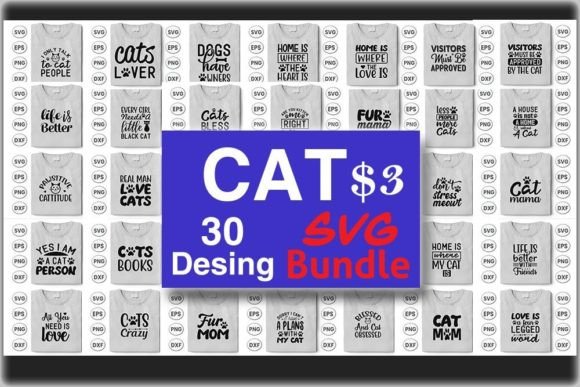 Cat Quotes Designs Bundle for Graphics and Print Templates