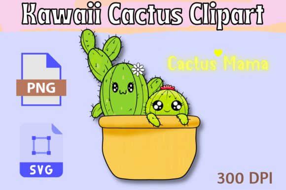 Cute Catus Mama Colorful Clipart Graphics and Illustrations