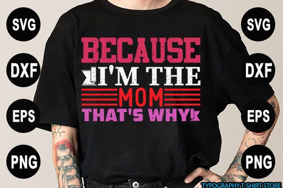 Mother s Day T-shirt Design, Because I m Graphics and T-Shirt Designs Review