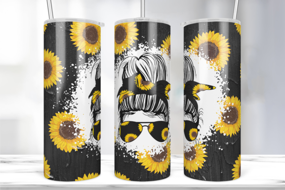 Sunflower Mom Wood 20 Oz Tumbler Wrap Graphics and Print Templates